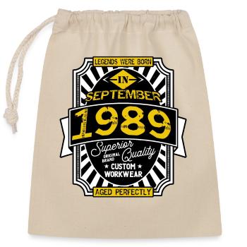 1989 SEPTEMBER - Closable cotton gift bag (25x30cm) - nature - Front