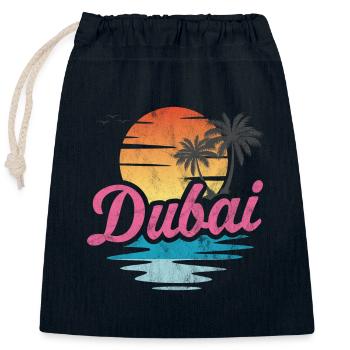 Dubaï - Sac cadeau en coton avec cordon (25 x 30 cm) - bleu marine - Devant