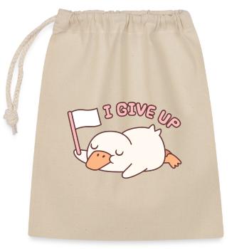 mignon canard agitant drapeau blanc j’abandonne drôle - Sac cadeau en coton avec cordon (25 x 30 cm) - nature - Devant