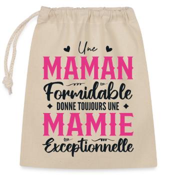 Amazing mom gives an outstanding granny - Closable cotton gift bag (25x30cm) - nature - Front