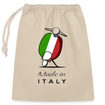 Italie,Made in Italy, Scooters, Scooters - Sac cadeau en coton avec cordon (25 x 30 cm) - nature - Devant
