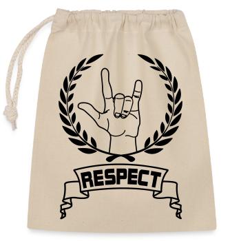 Handgeste Respekt mit Text RESPECT - Verschließbarer Geschenkbeutel aus Baumwolle (25x30cm) - Natur - Vorne