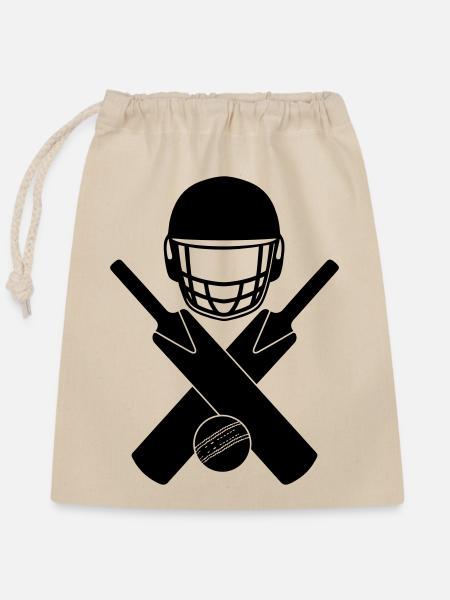 Cricket-Logo-Schattenbild - Verschließbarer Geschenkbeutel aus Baumwolle (25x30cm) - Natur