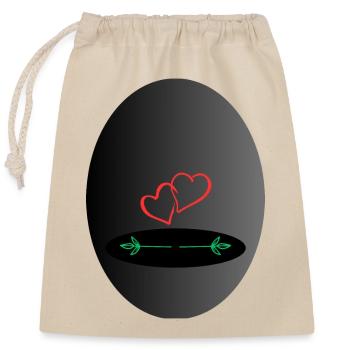 Red Heart , Heart - Closable cotton gift bag (25x30cm) - nature - Front