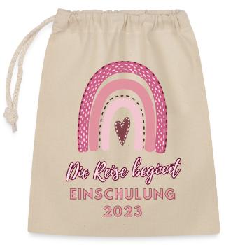 Le voyage commence : inscriptions à l’école 2023 - Sac cadeau en coton avec cordon (25 x 30 cm) - nature - Devant