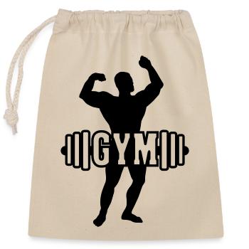 Bodybuilder shadow image logo gym - Closable cotton gift bag (25x30cm) - nature - Front