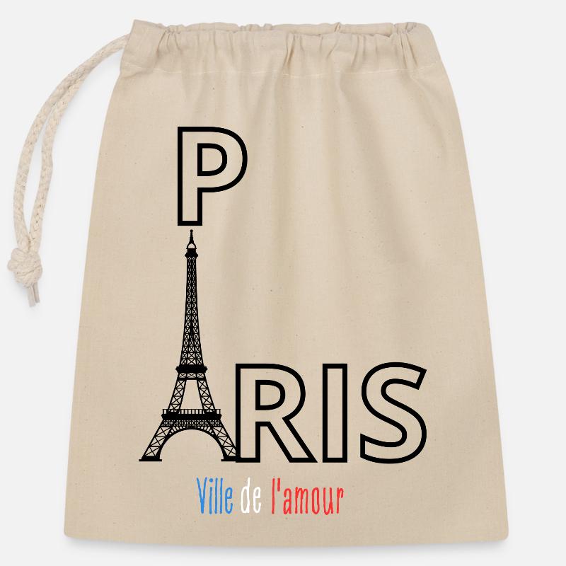 Paris - Verschließbarer Geschenkbeutel aus Baumwolle (25x30cm) - Natur