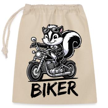 Moto Skunk Motard - Sac cadeau en coton avec cordon (25 x 30 cm) - nature - Devant