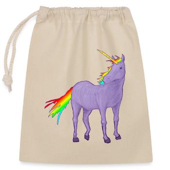 Licorne robe violette et crinière arc-en-ciel - Closable cotton gift bag (25x30cm) - nature - Front