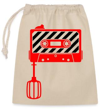 Mixtape vs. Mixer – Retro Music Cult Design - Closable cotton gift bag (25x30cm) - nature - Front