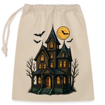Spooky Haunted House for Halloween - Closable cotton gift bag (25x30cm) - nature - Front