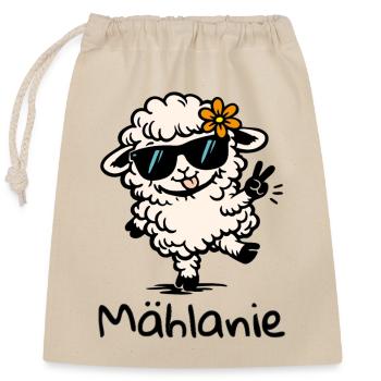 Mählanie Funny Sheep Pun Melanie Name - Closable cotton gift bag (25x30cm) - nature - Front