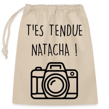 Dikkenek Appareil photo t'es tendue Natacha culte - Sac cadeau en coton avec cordon (25 x 30 cm) - nature - Devant
