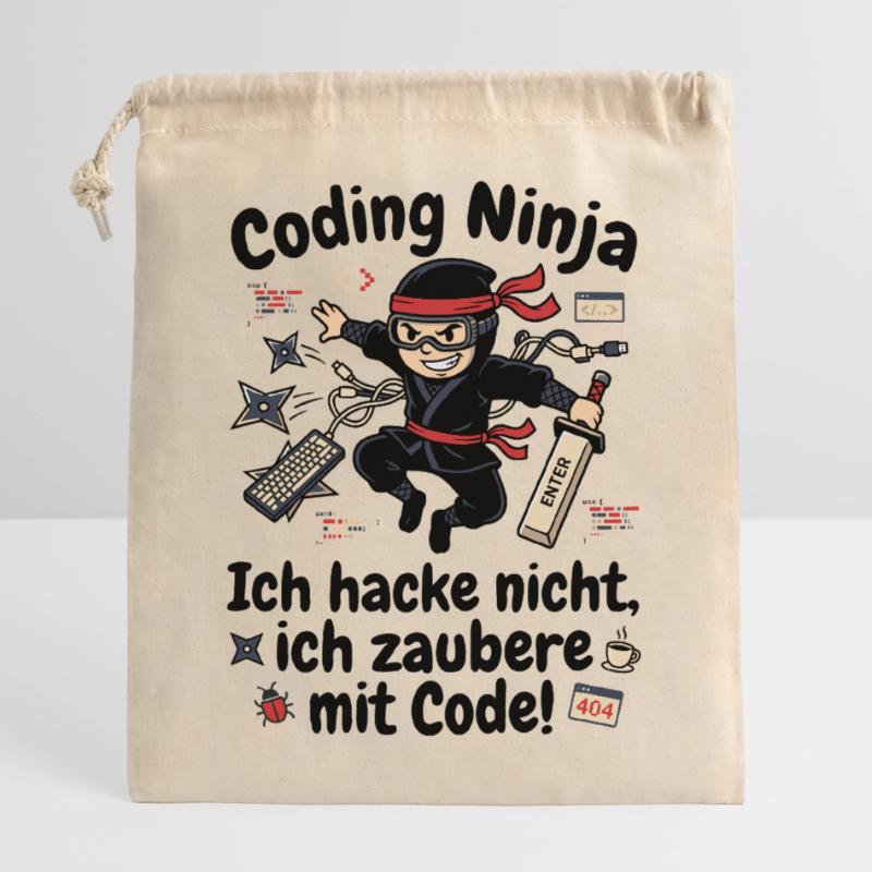 Coder Ninja Programmierer Humor Verschließbarer Geschenkbeutel aus Baumwolle (25x30cm)