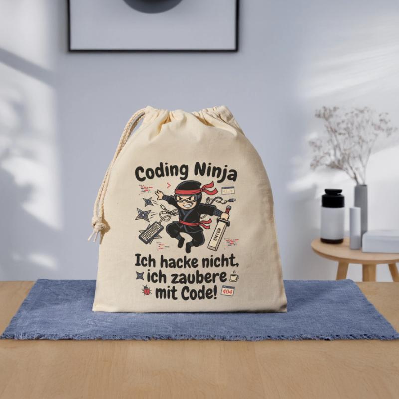 Coder Ninja Programmierer Humor Verschließbarer Geschenkbeutel aus Baumwolle (25x30cm)