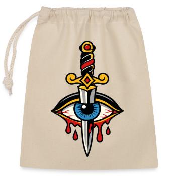 Mystical eye pierced by tattoo-style dagger - Closable cotton gift bag (25x30cm) - nature - Front