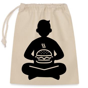 Eating burgers - Closable cotton gift bag (25x30cm) - nature - Front