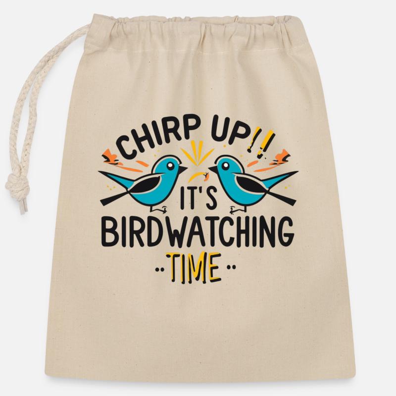 "Chirping, it's bird watching time" - Closable cotton gift bag (25x30cm) - nature