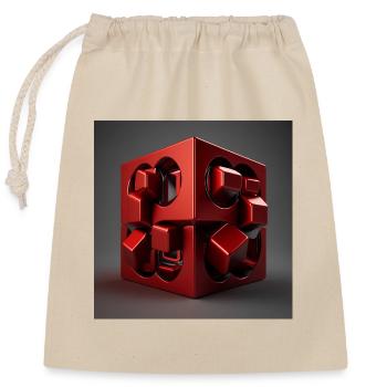 3D Cube in red - Closable cotton gift bag (25x30cm) - nature - Front