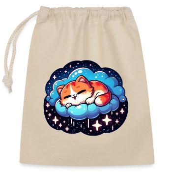 Cute sleeping kitten - Closable cotton gift bag (25x30cm) - nature - Front