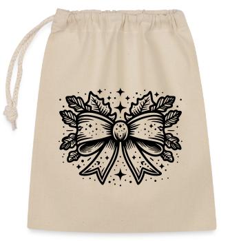 Christmas Bow - Closable cotton gift bag (25x30cm) - nature - Front