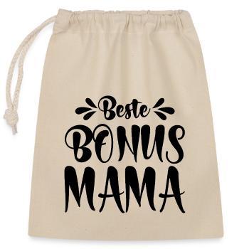 Beste Bonus Mama - Verschließbarer Geschenkbeutel aus Baumwolle (25x30cm) - Natur - Vorne