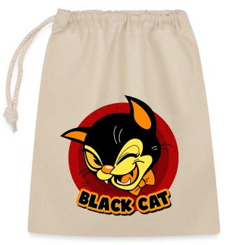 Smart Black Cat - Closable cotton gift bag (25x30cm) - nature - Front