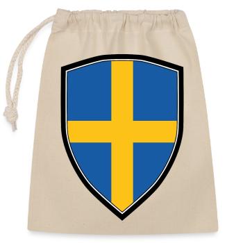 SWEDEN FLAG SHIELD - Verschließbarer Geschenkbeutel aus Baumwolle (25x30cm) - Natur - Vorne