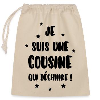Cousin - Cousine - Famille - Naissance - Bébé - Closable cotton gift bag (25x30cm) - nature - Front