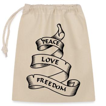 Paix amour liberté transparente - Sac cadeau en coton avec cordon (25 x 30 cm) - nature - Devant