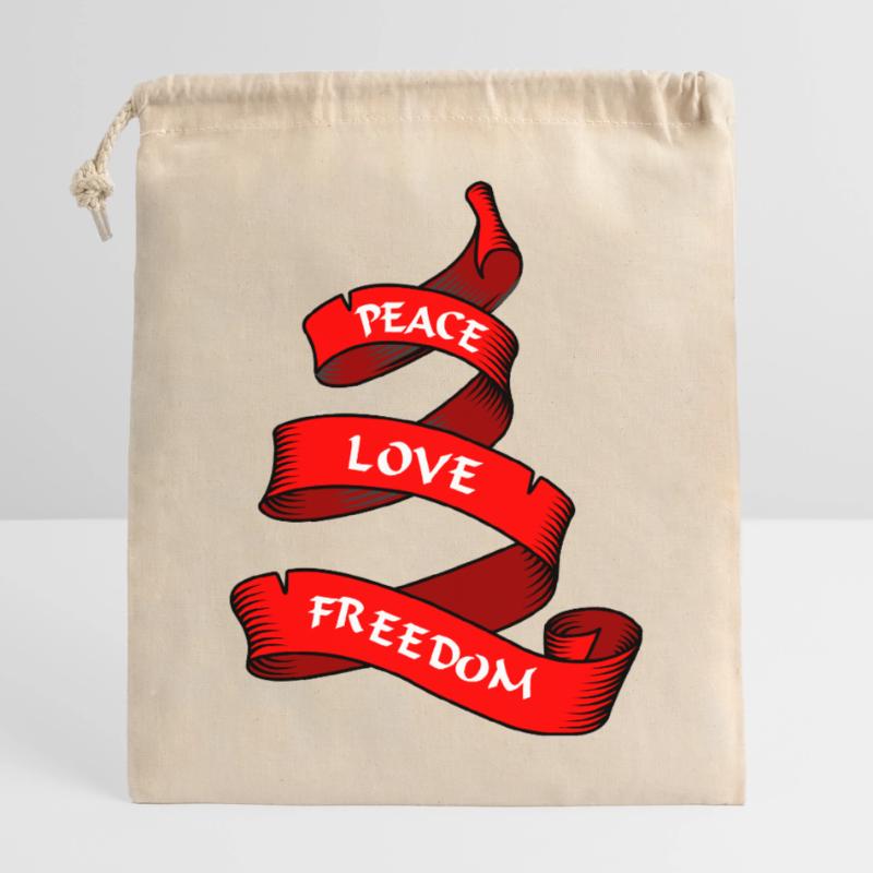 Friedensbanner oder Wimpel rot Verschließbarer Geschenkbeutel aus Baumwolle (25x30cm)