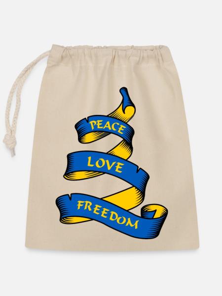 Curl-Banner mit Text Ukraine - Verschließbarer Geschenkbeutel aus Baumwolle (25x30cm) - Natur