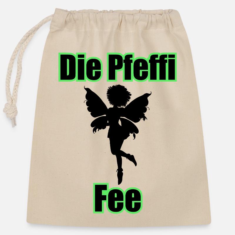 Die Pfeffi Fee - Verschließbarer Geschenkbeutel aus Baumwolle (25x30cm) - Natur