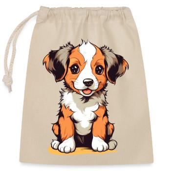 Cute puppy - Closable cotton gift bag (25x30cm) - nature - Front