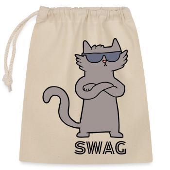 Swag Cat - Closable cotton gift bag (25x30cm) - nature - Front