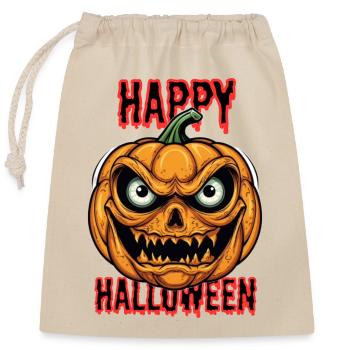 Gruselige Halloween Kürbismaske - Verschließbarer Geschenkbeutel aus Baumwolle (25x30cm) - Natur - Vorne