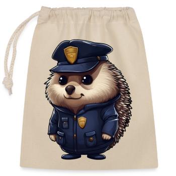Police des hérissons - Sac cadeau en coton avec cordon (25 x 30 cm) - nature - Devant