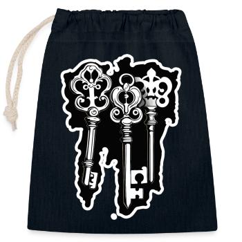Schlüssel / Schloss / verschlossen / Sicherheit - Verschließbarer Geschenkbeutel aus Baumwolle (25x30cm) - Navy - Vorne