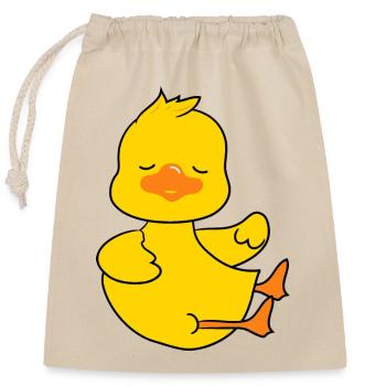 Niedliche Baby-Ente Figur 4 - Verschließbarer Geschenkbeutel aus Baumwolle (25x30cm) - Natur - Vorne