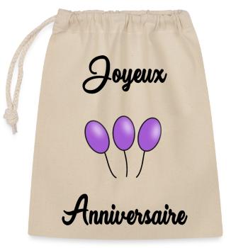 JOYEUX ANNIVERSAIRE - Sac cadeau en coton avec cordon (25 x 30 cm) - nature - Devant
