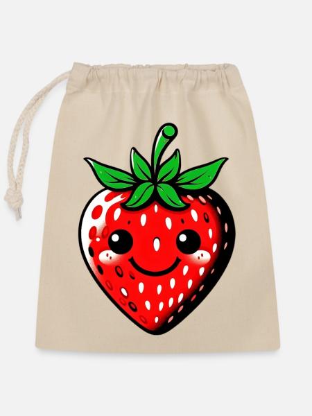 Erdbeeren Erdbeeren - Verschließbarer Geschenkbeutel aus Baumwolle (25x30cm) - Natur