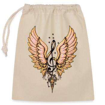 Treble clef, the key to imagination. - Closable cotton gift bag (25x30cm) - nature - Front