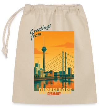 Düsseldorf Vintage Reise Illustration -Deutschland - Verschließbarer Geschenkbeutel aus Baumwolle (25x30cm) - Natur - Vorne