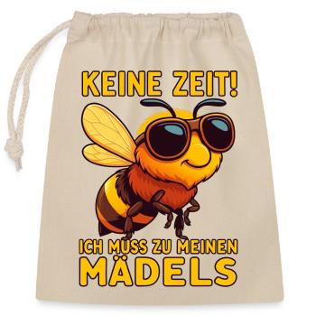 Drôle d’apiculteur abeilles miel motif pas de temps - Sac cadeau en coton avec cordon (25 x 30 cm) - nature - Devant