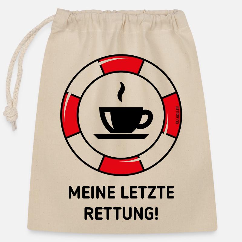 Meine Letzte Rettung! (Kaffee Kaffeetrinker POS2C) - Verschließbarer Geschenkbeutel aus Baumwolle (25x30cm) - Natur