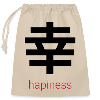 幸 – Le bonheur japonais - Sac cadeau en coton avec cordon (25 x 30 cm) - nature - Devant
