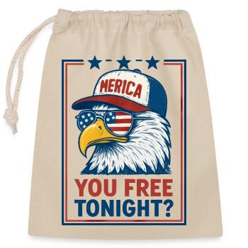You're free tonight, Eagle, July 4 - Closable cotton gift bag (25x30cm) - nature - Front