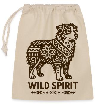 Australian Shepherd Wild Tribal Dog - Closable cotton gift bag (25x30cm) - nature - Front