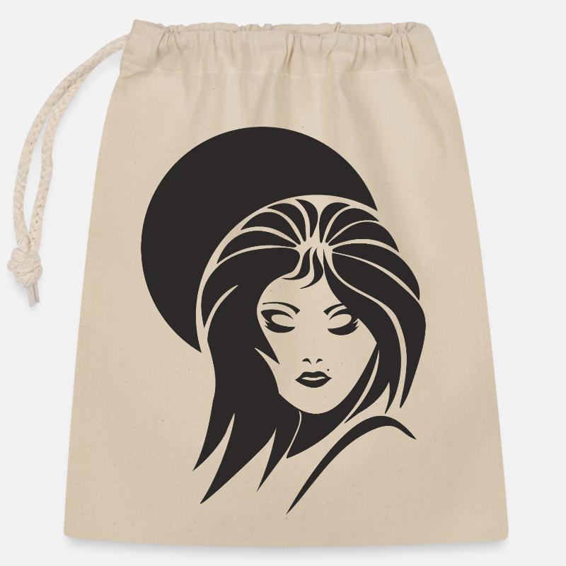 Frauengesicht_003 - Closable cotton gift bag (25x30cm) - nature