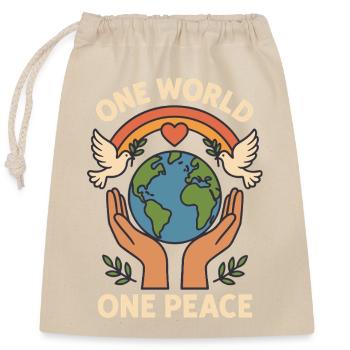 Un monde, une paix - Sac cadeau en coton avec cordon (25 x 30 cm) - nature - Devant